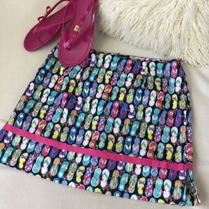 Bamboo Traders Colorful Flip-Flop Print Skirt with Pink Accents